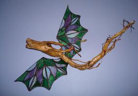 dragon sculpture, stained glass dragon, emerald dragon, dragon sculpture,